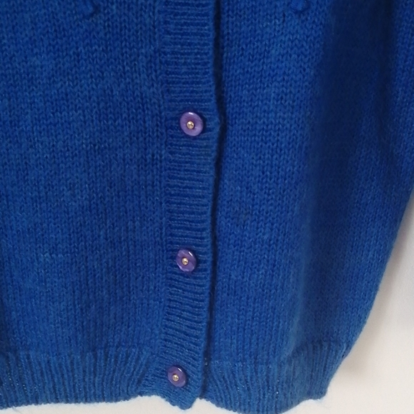 ALFRED SUNG, vintage, ladies blue knit  cardigan  ,sweater ,size  medium - Picture 3 of 9